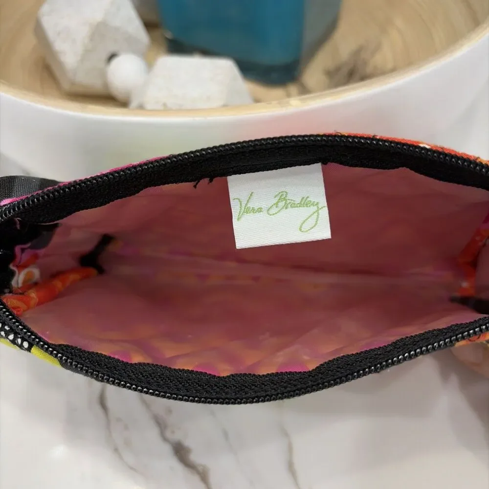 Vera Bradley Small Zip Cosmetic Makeup Bag Quilted Zipper Fabric Ziggy Zinnia